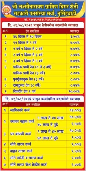 The deposit and loan interest board effective 1 August 2026